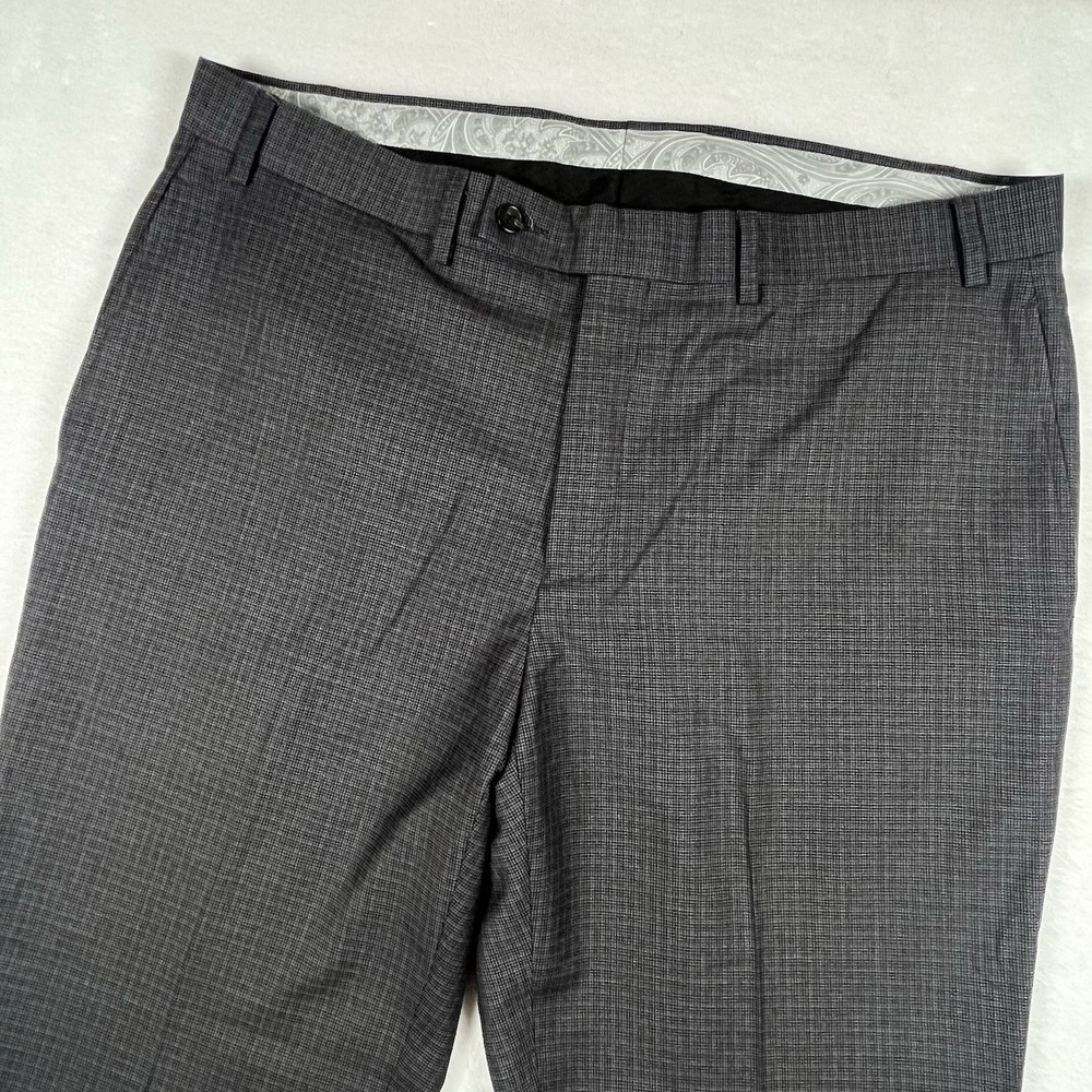 Ralph Lauren Dress Pants Mens Size 36x30 Gray Houndstooth Polyester Chino Slacks - Picture 1 of 8